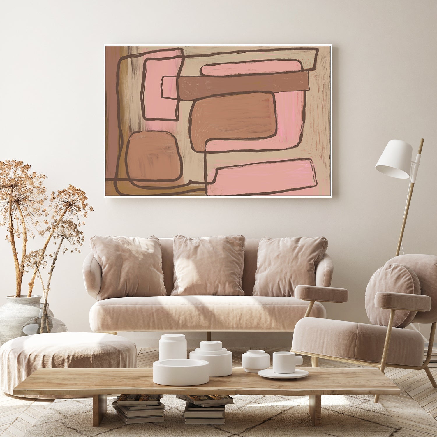 wall-art-print-canvas-poster-framed-Peach Mocha Abstract , By Sharyn Bursic-7