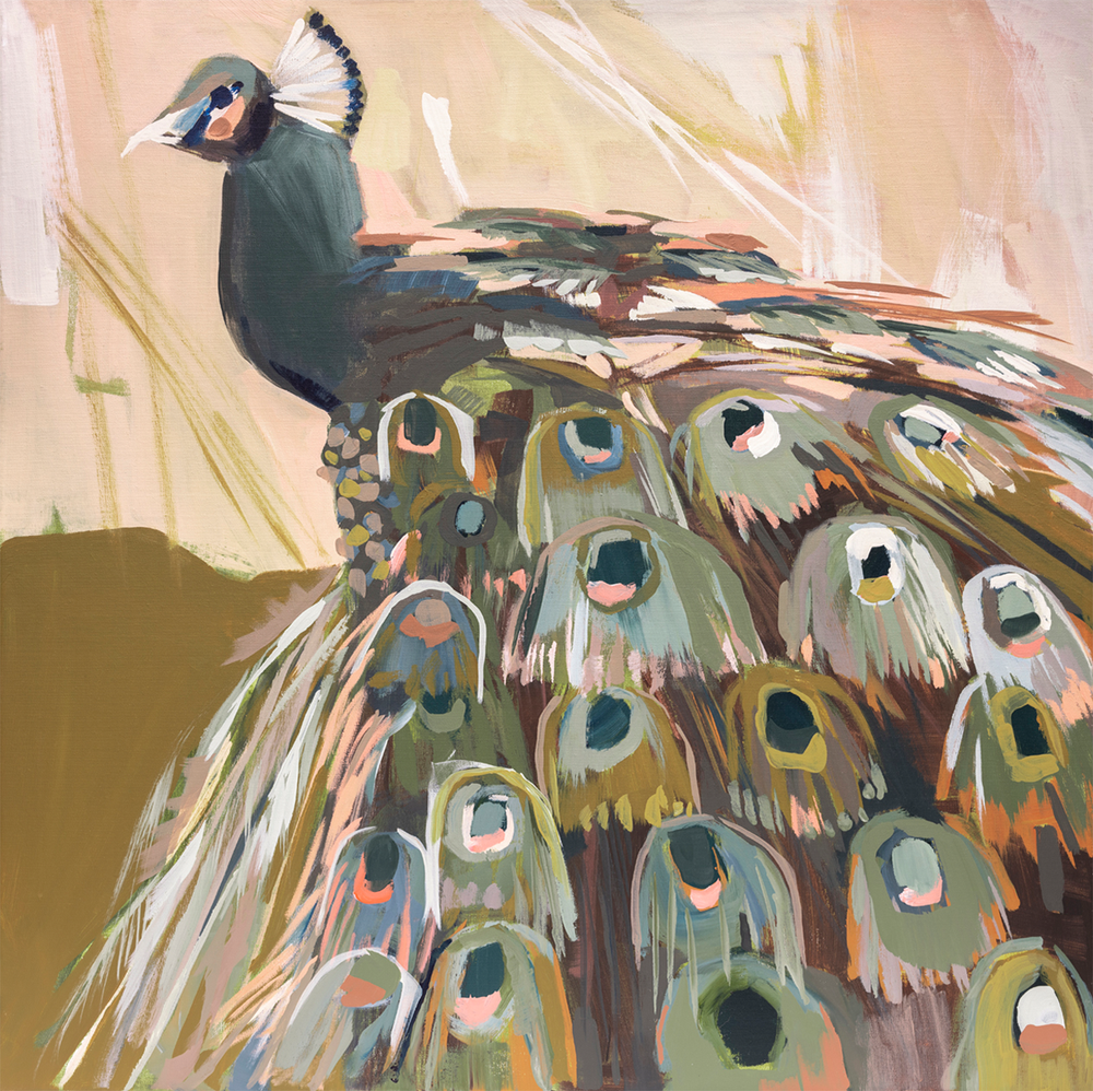 wall-art-print-canvas-poster-framed-Peacock Olive , By Jenny Westenhofer Art-1