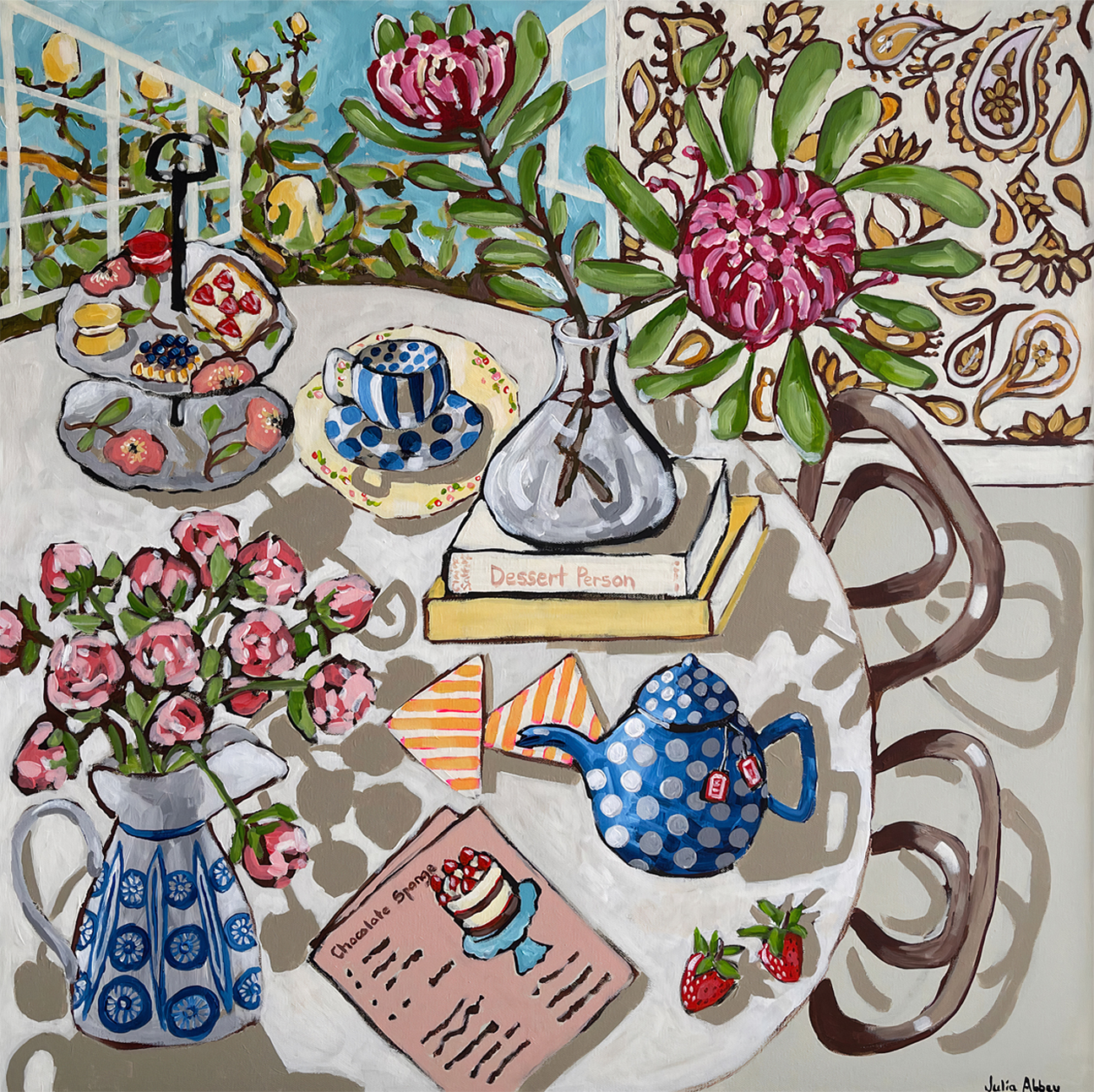 wall-art-print-canvas-poster-framed-Peonies And Paisley , By Julia Abbey-1