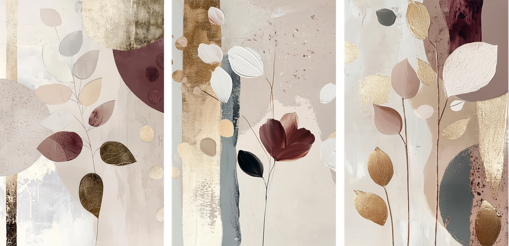 wall-art-print-canvas-poster-framed-Petal and Clay, Set Of 3-1