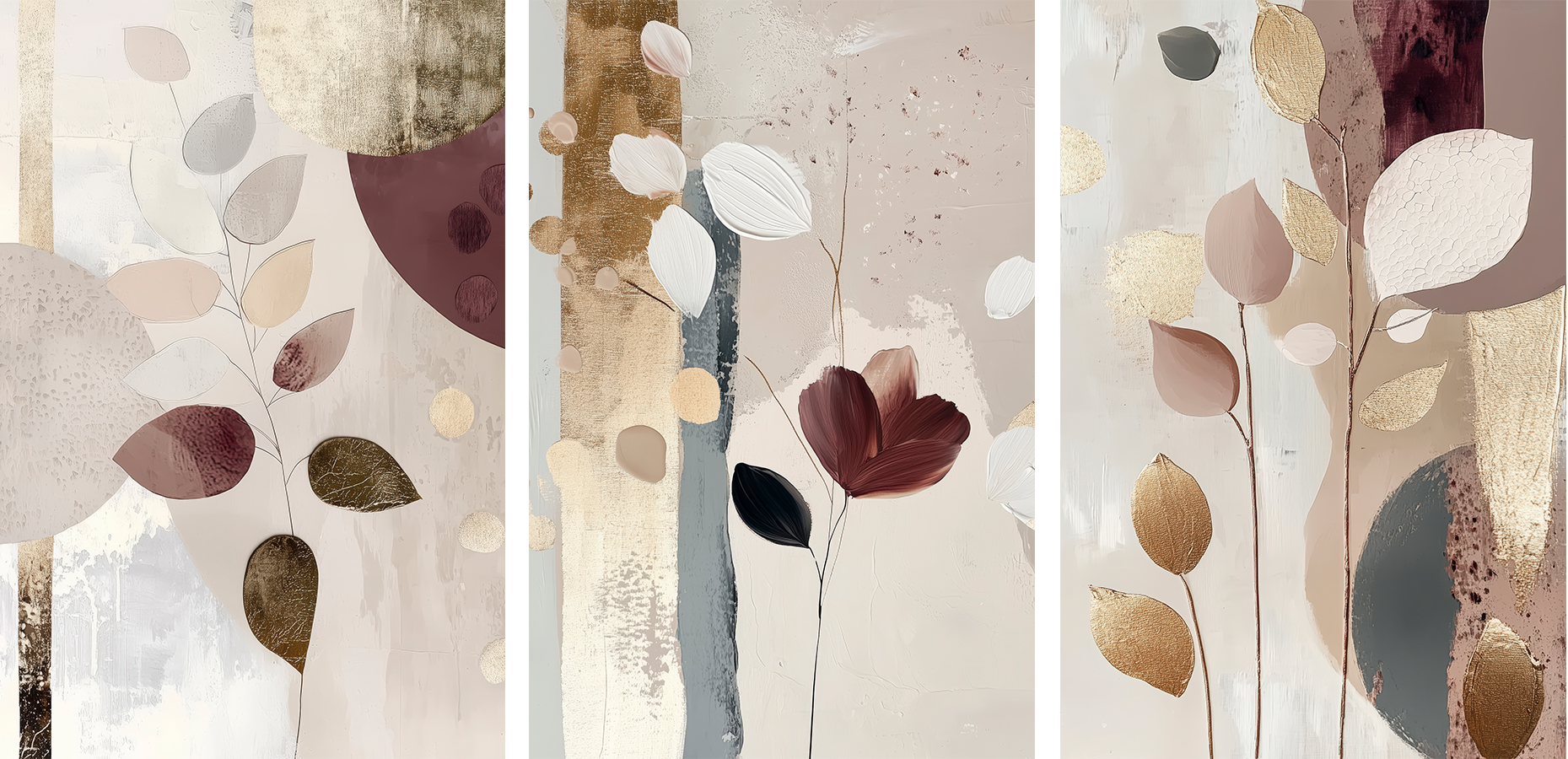 wall-art-print-canvas-poster-framed-Petal and Clay, Set Of 3-1