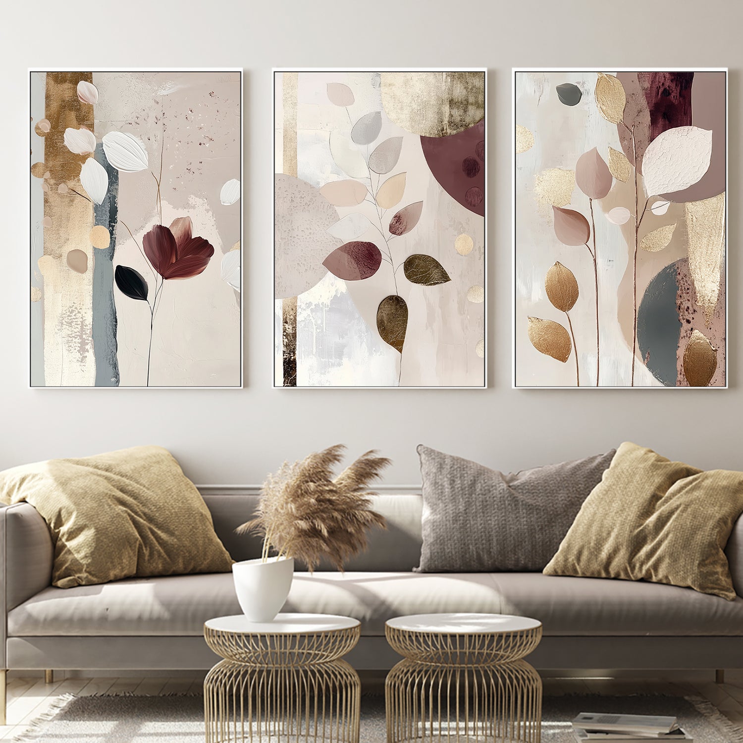 wall-art-print-canvas-poster-framed-Petal and Clay, Set Of 3-2