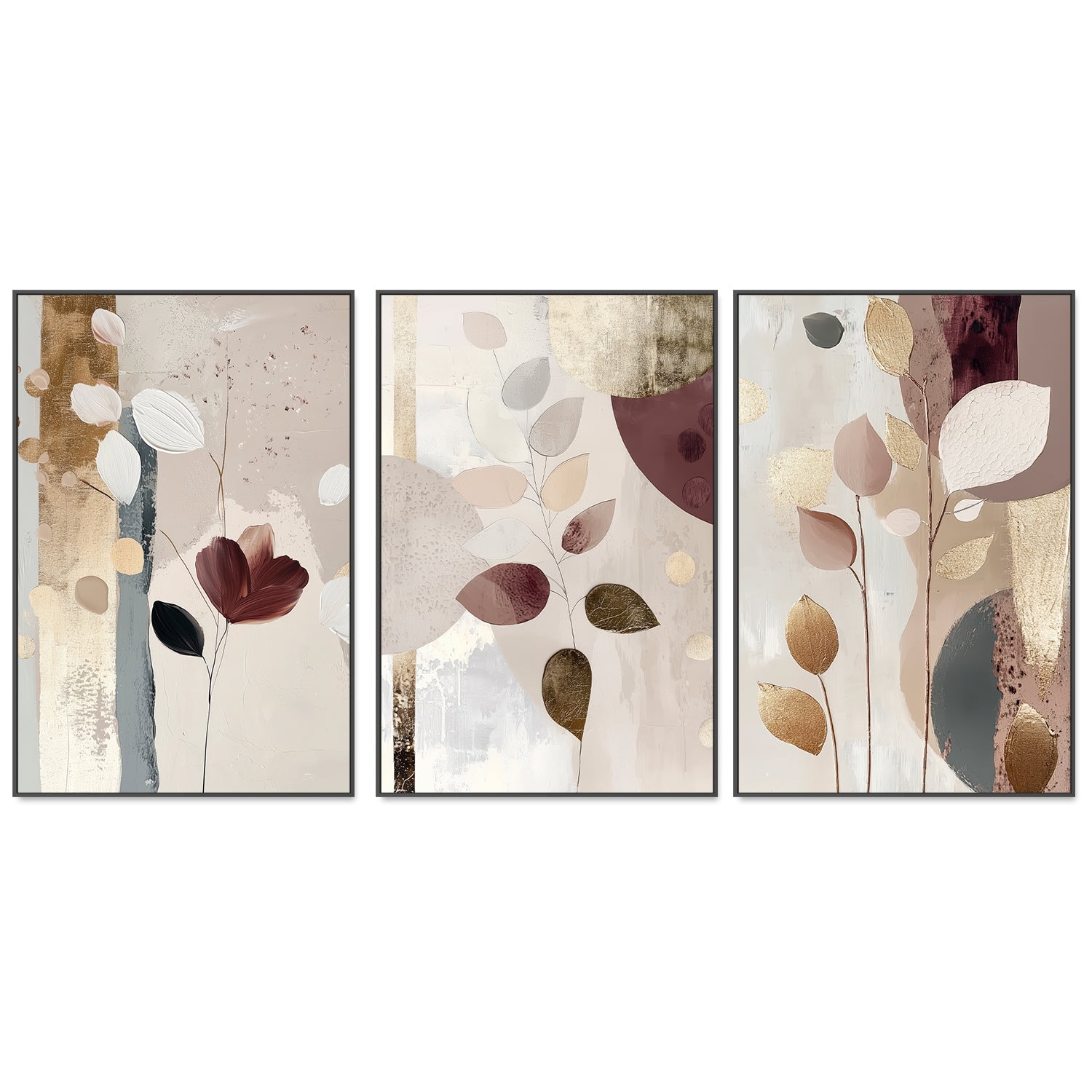 wall-art-print-canvas-poster-framed-Petal and Clay, Set Of 3-3