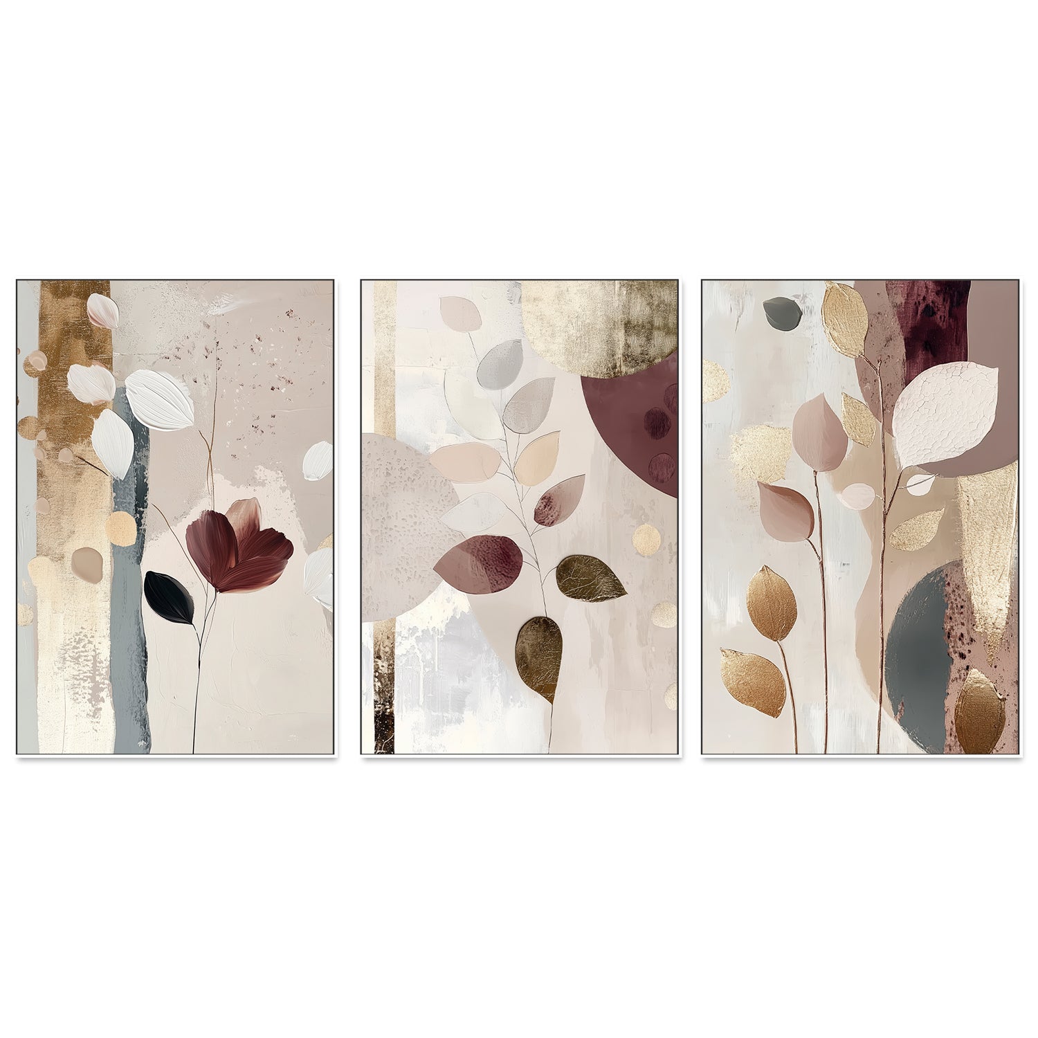 wall-art-print-canvas-poster-framed-Petal and Clay, Set Of 3-4