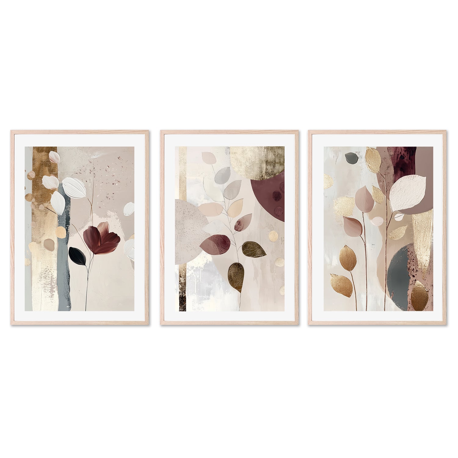 wall-art-print-canvas-poster-framed-Petal and Clay, Set Of 3-6