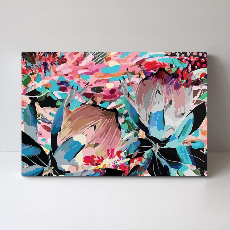 wall-art-print-canvas-poster-framed-Pink And Blue Protea-by-Gioia Wall Art-Gioia Wall Art