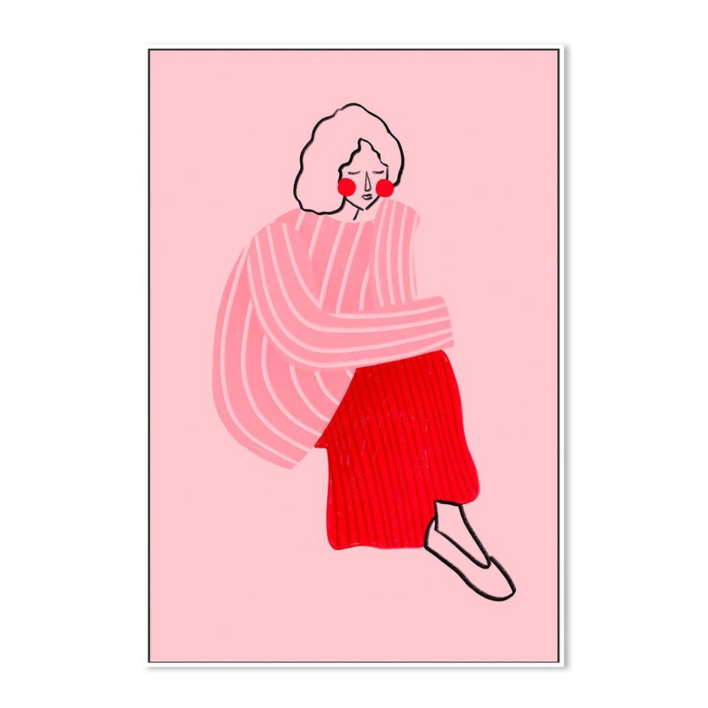wall-art-print-canvas-poster-framed-Pink and Red Line Lady-5