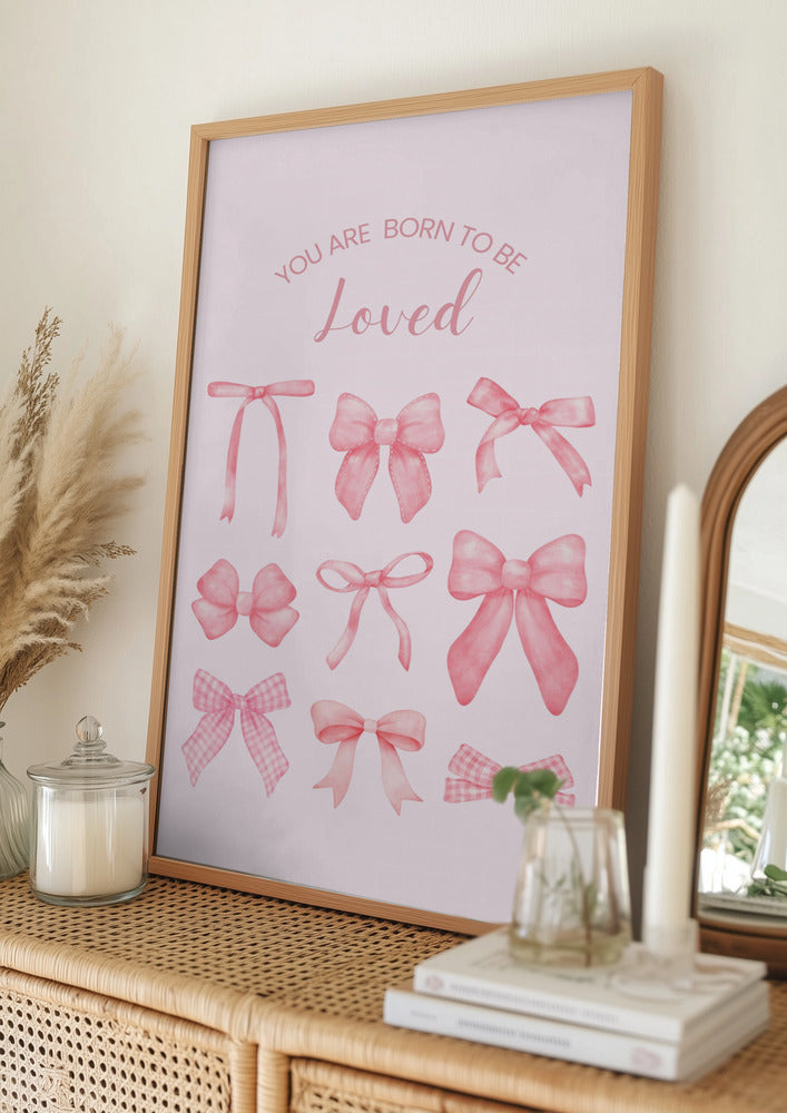 wall-art-print-canvas-poster-framed-Pink Bows Born To Be Loved-11