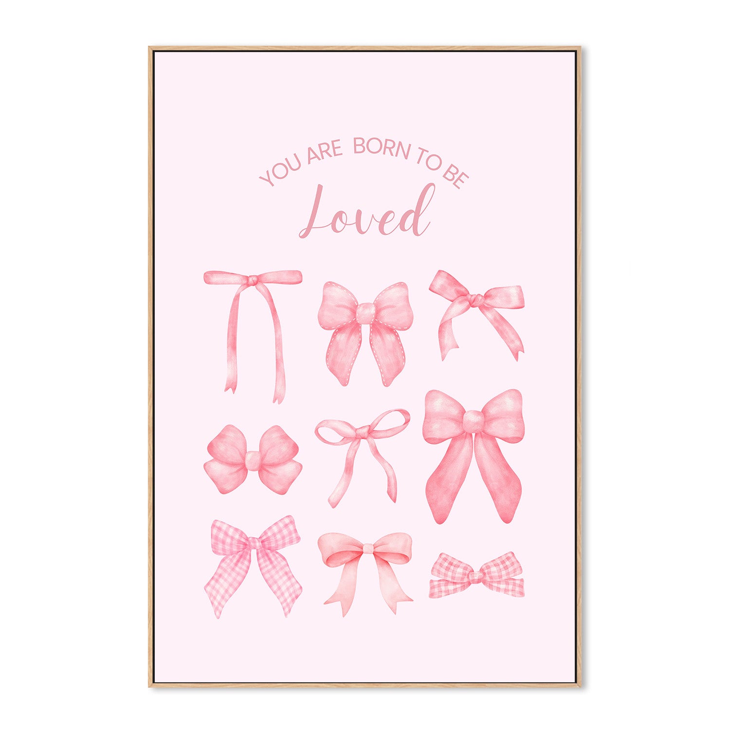wall-art-print-canvas-poster-framed-Pink Bows Born To Be Loved-4