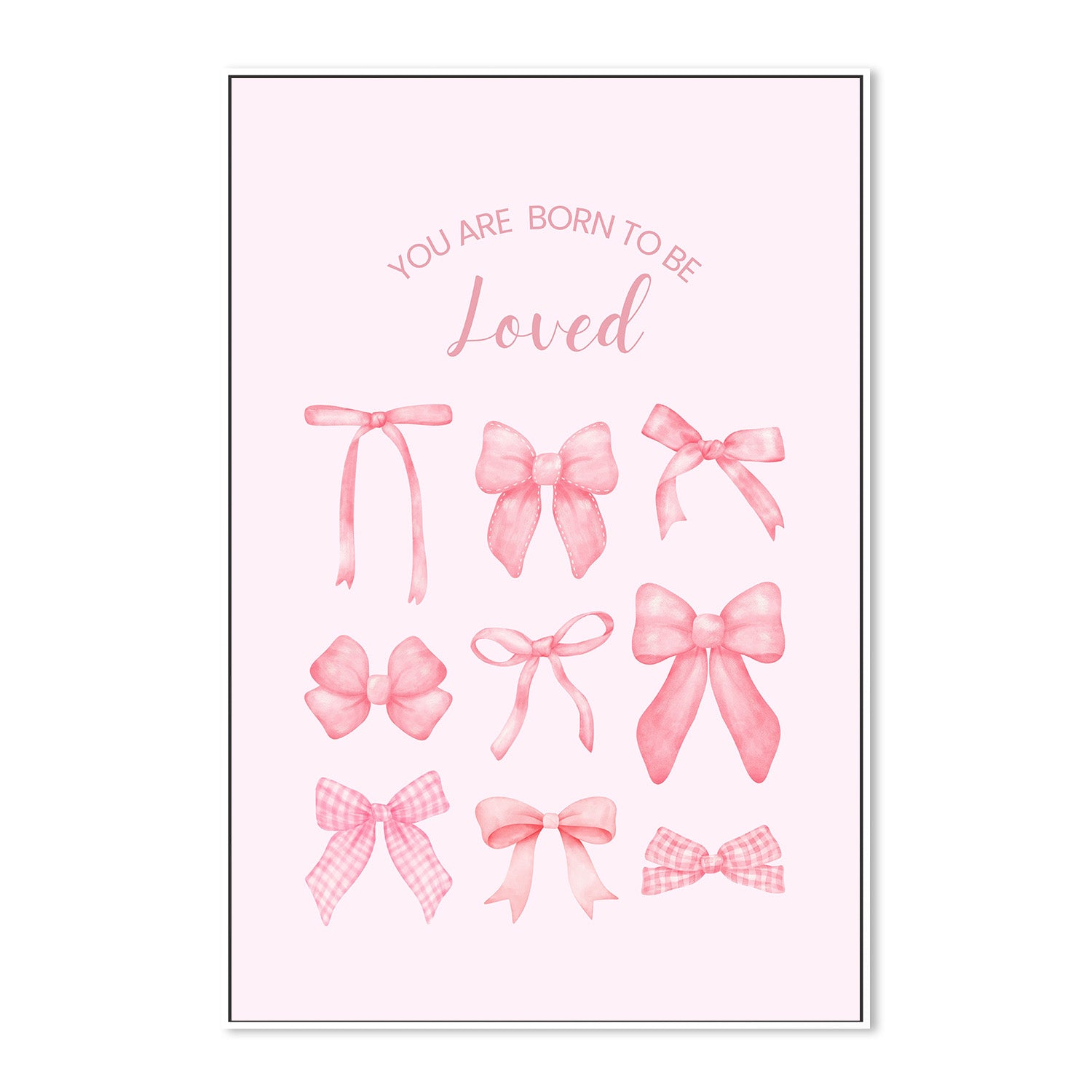 wall-art-print-canvas-poster-framed-Pink Bows Born To Be Loved-5
