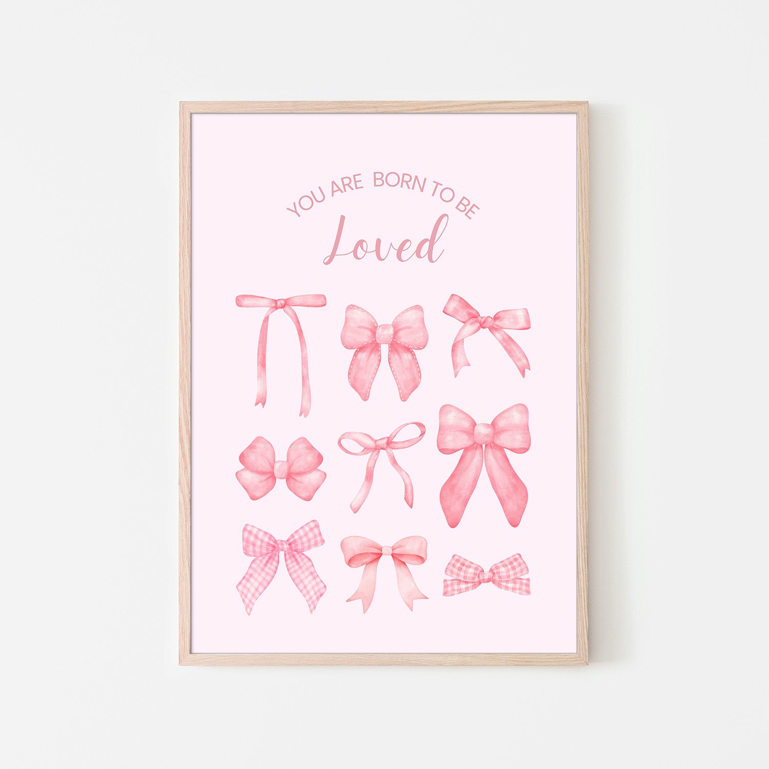 wall-art-print-canvas-poster-framed-Pink Bows Born To Be Loved-6
