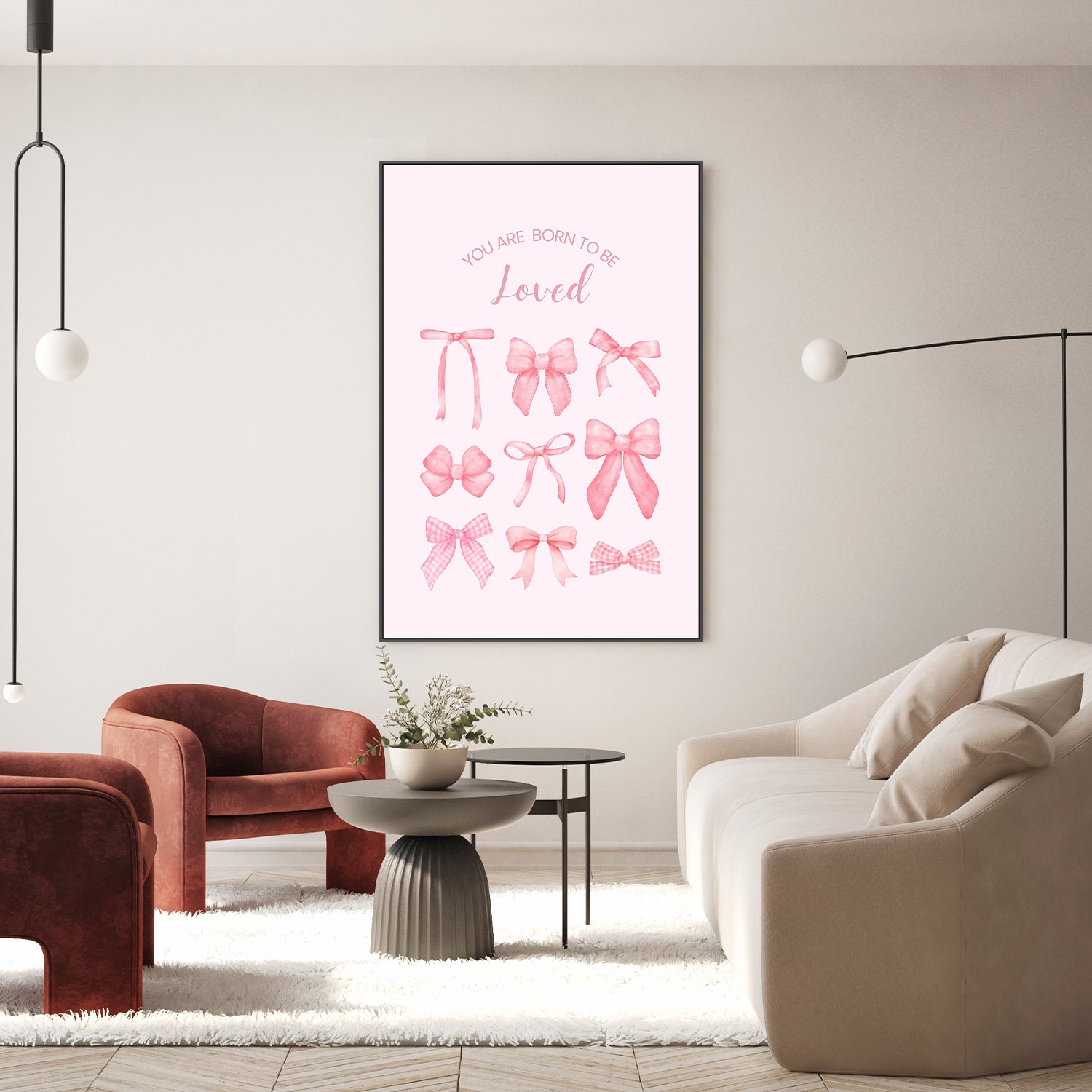 wall-art-print-canvas-poster-framed-Pink Bows Born To Be Loved-8