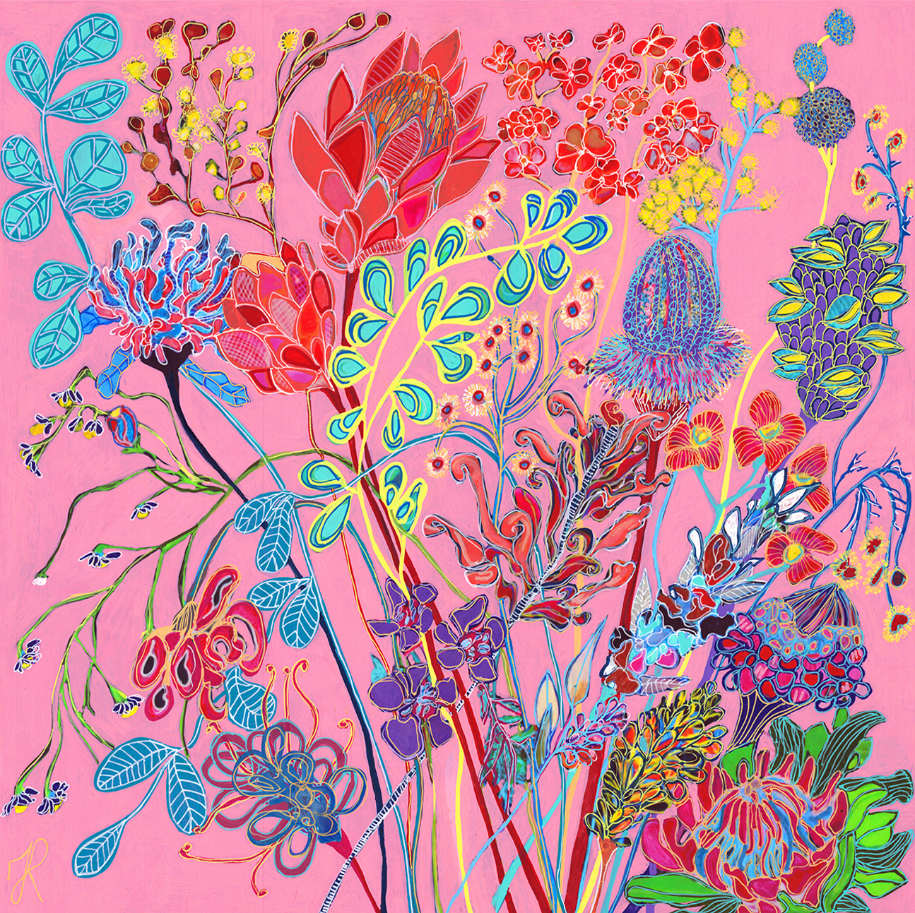 wall-art-print-canvas-poster-framed-Pink Candy Flowers , By Tracy Robinson-1