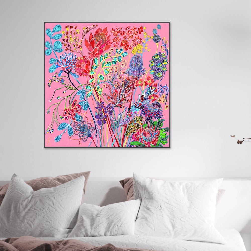 wall-art-print-canvas-poster-framed-Pink Candy Flowers , By Tracy Robinson-2