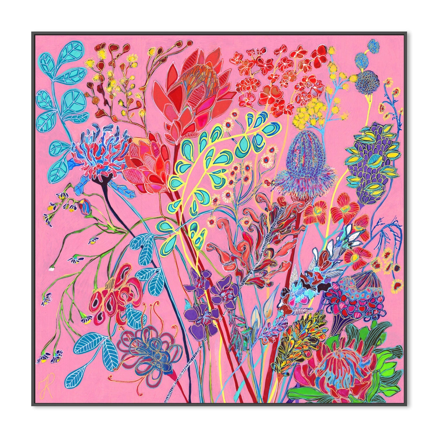 wall-art-print-canvas-poster-framed-Pink Candy Flowers , By Tracy Robinson-3