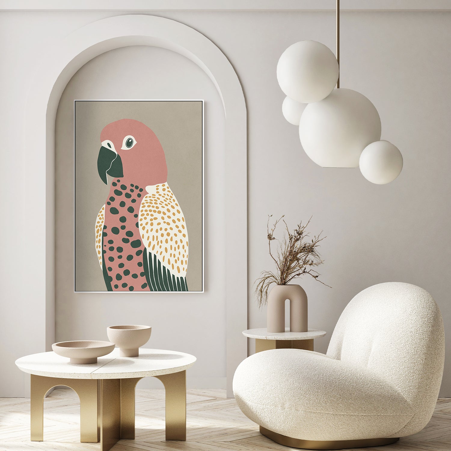 wall-art-print-canvas-poster-framed-Pink Parrot-7