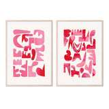 wall-art-print-canvas-poster-framed-Pink Puzzle Pieces, Set Of 2 , By Ejaaz Haniff-GIOIA-WALL-ART