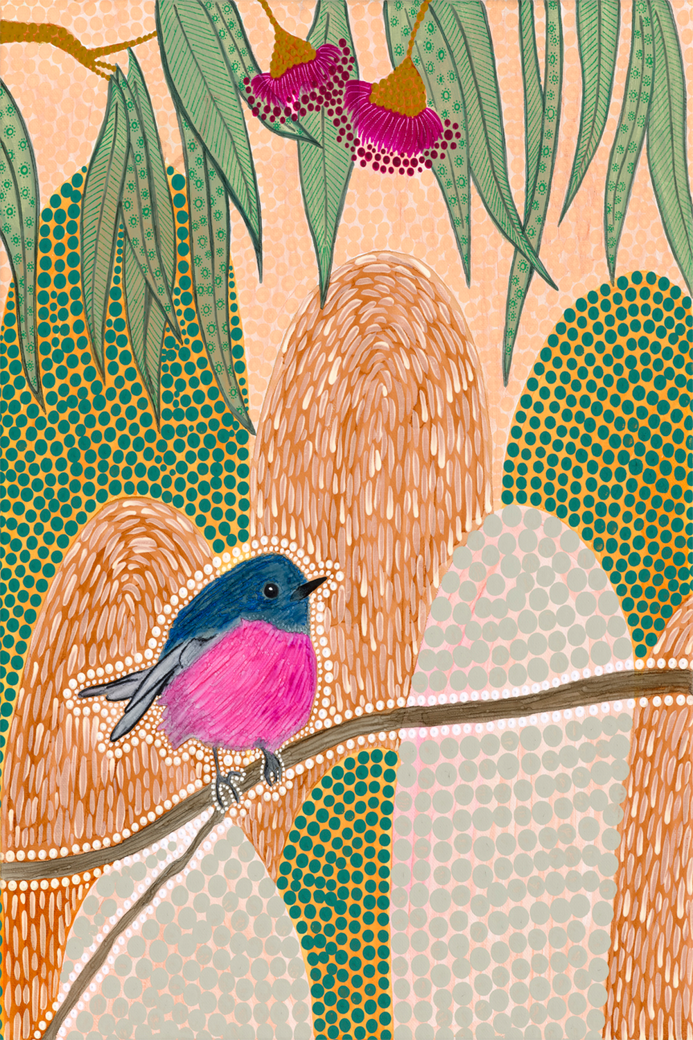 wall-art-print-canvas-poster-framed-Pink Robin , By Domica Hill-1