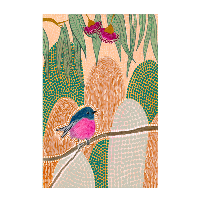 wall-art-print-canvas-poster-framed-Pink Robin , By Domica Hill-1