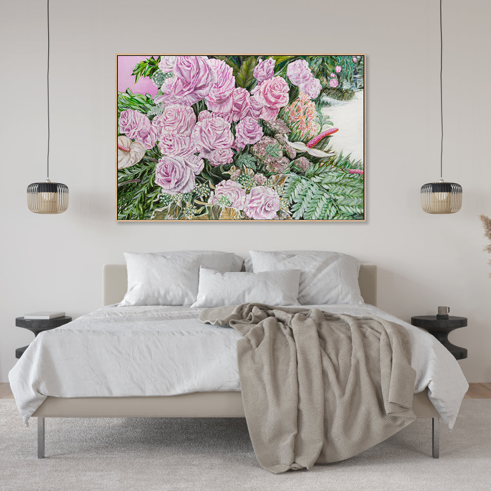 wall-art-print-canvas-poster-framed-PINK ROSES AND ANTHURIUMS , By Hsin Lin-GIOIA-WALL-ART