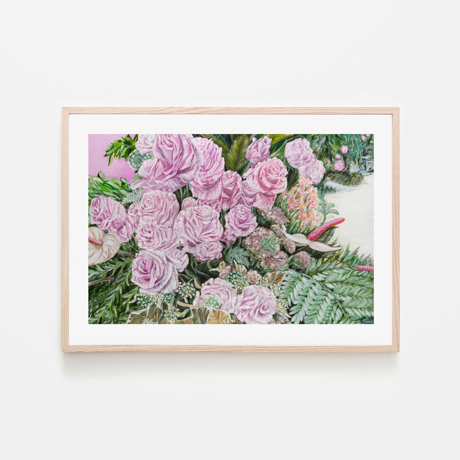 wall-art-print-canvas-poster-framed-PINK ROSES AND ANTHURIUMS , By Hsin Lin-GIOIA-WALL-ART