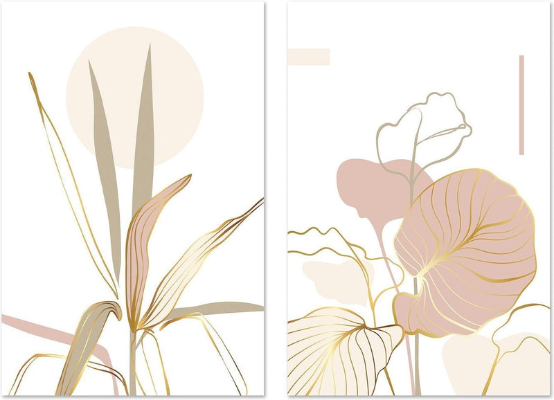 wall-art-print-canvas-poster-framed-Pink Tropic, Style A & B, Set of 2-GIOIA-WALL-ART