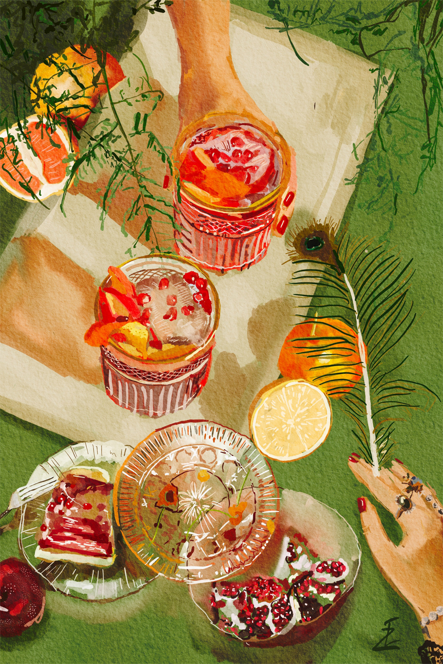 wall-art-print-canvas-poster-framed-Pomegrante Cocktails , By Ekaterina Zagorska-1