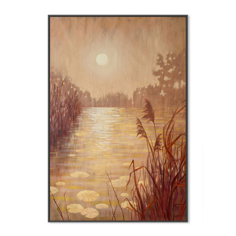 wall-art-print-canvas-poster-framed-Pond With Reeds At Sunset , By Ekaterina Prisich-3