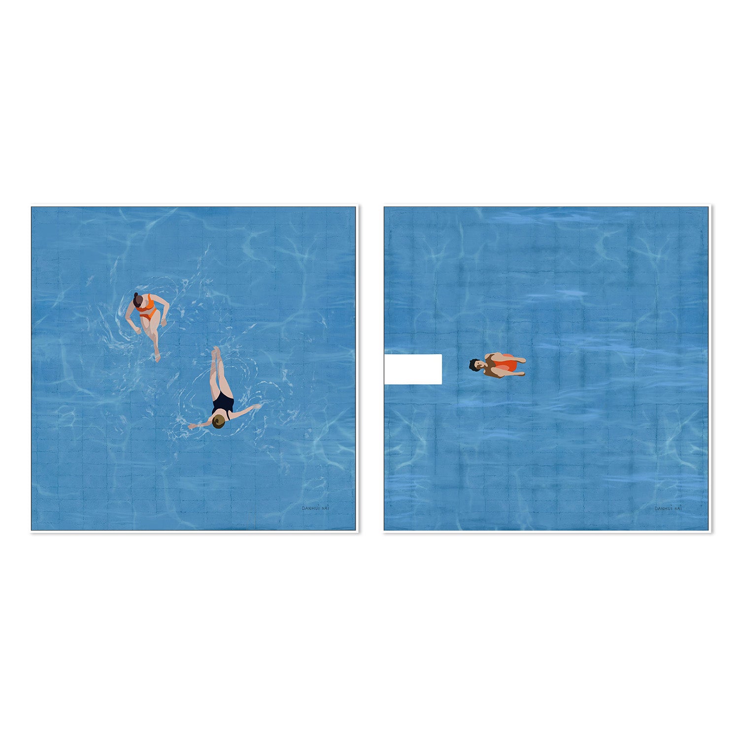 wall-art-print-canvas-poster-framed-Pool Fun, Style A & B, Set Of 2-5