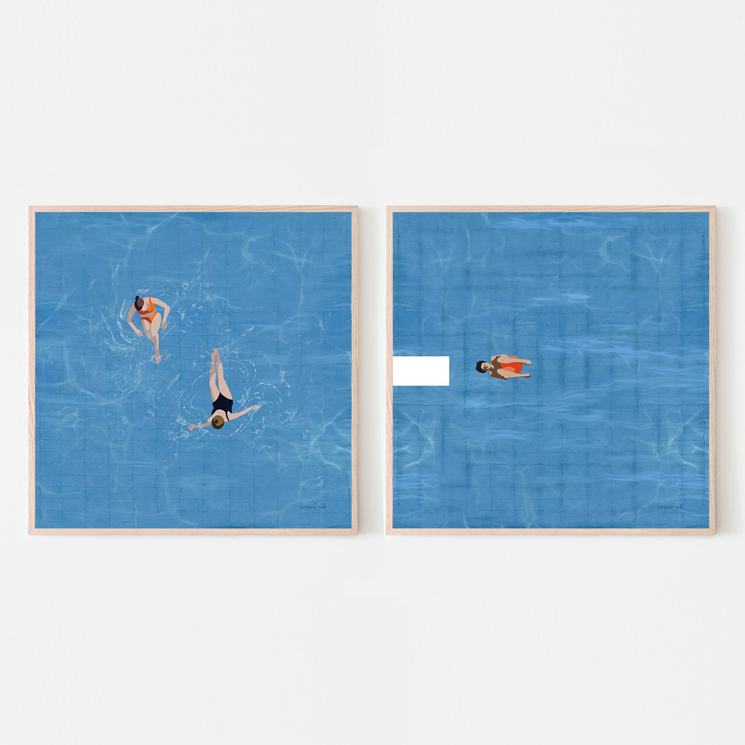 wall-art-print-canvas-poster-framed-Pool Fun, Style A & B, Set Of 2-6