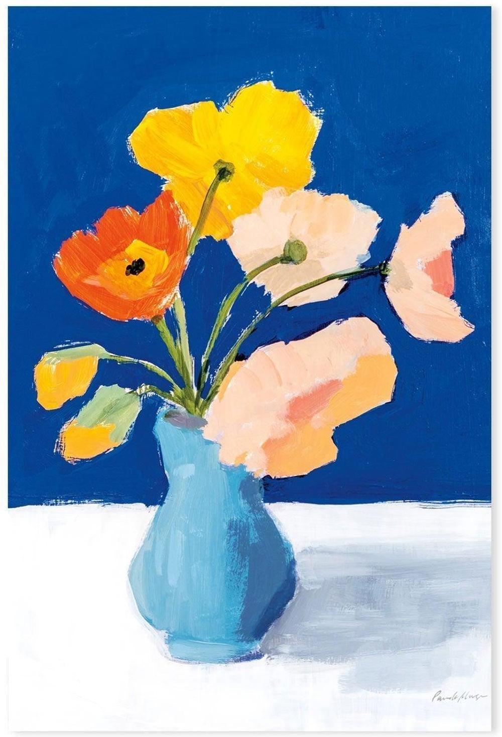 wall-art-print-canvas-poster-framed-Poppies on Blue-by-Pamela Munger-Gioia Wall Art