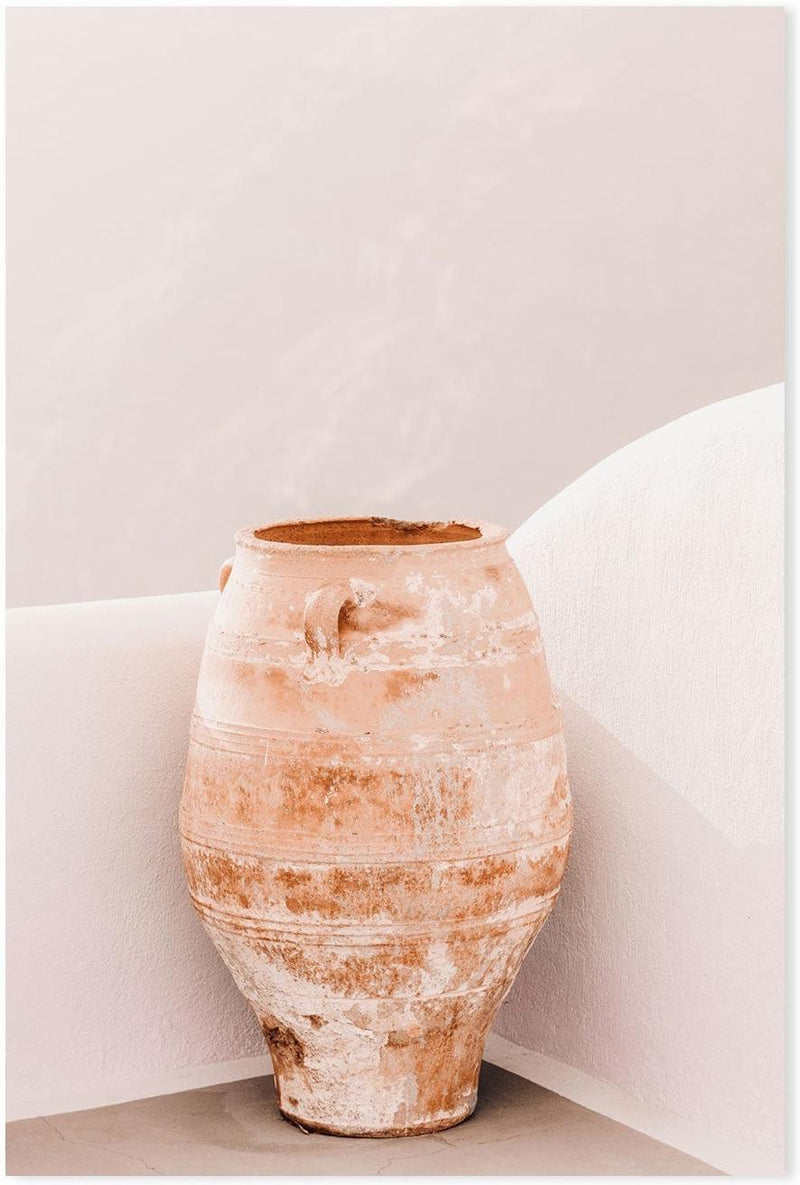 Pot and White villa house in Oia, Santorini-Gioia-Prints-Framed-Canvas-Poster-GIOIA-WALL-ART
