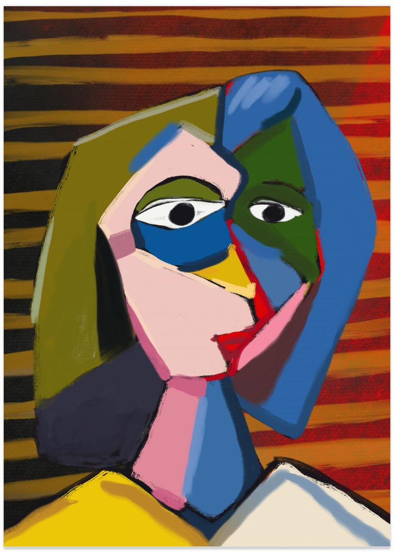 wall-art-print-canvas-poster-framed-Potrait inspired by picasso , By Little Dean-1