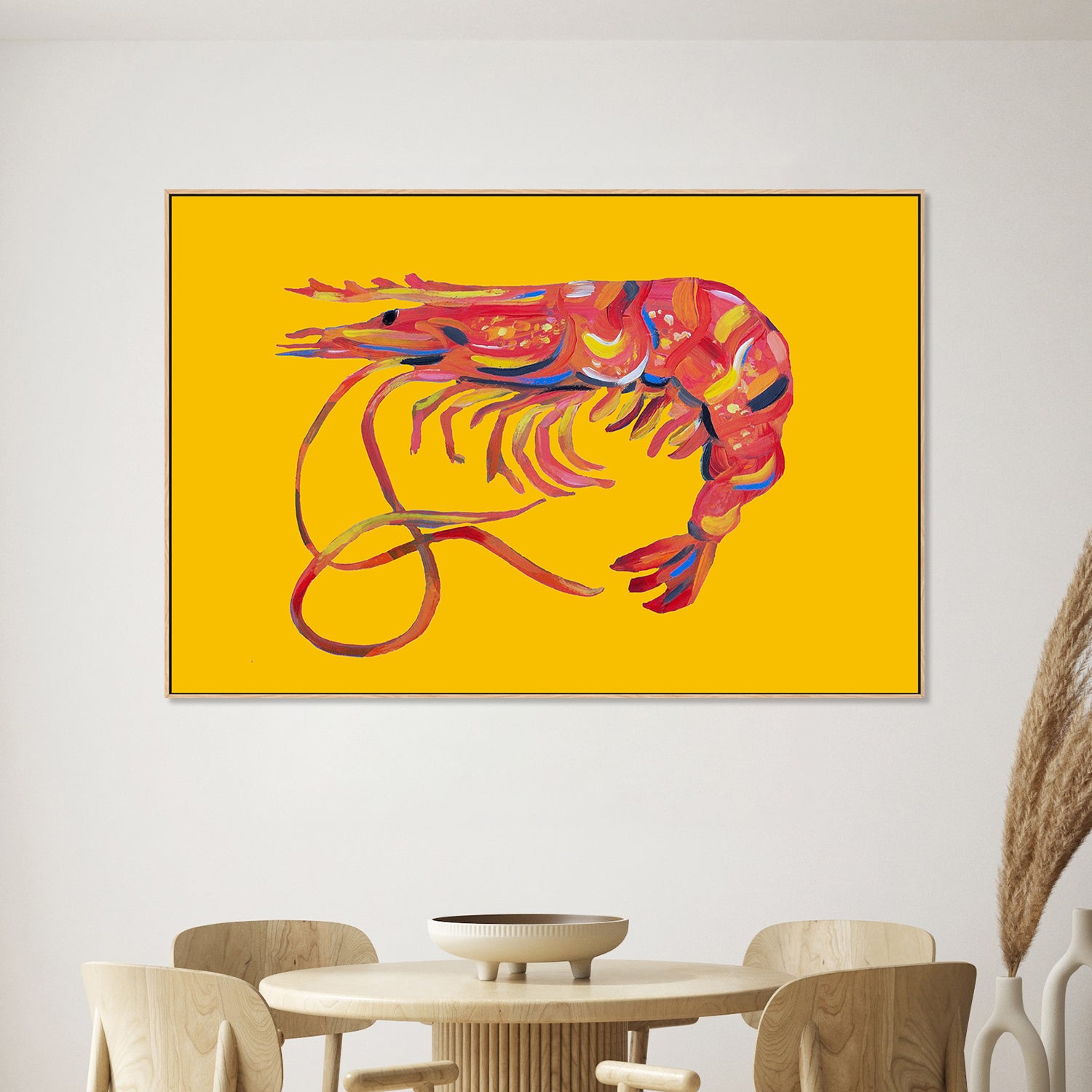 wall-art-print-canvas-poster-framed-Prawn On Yellow-2