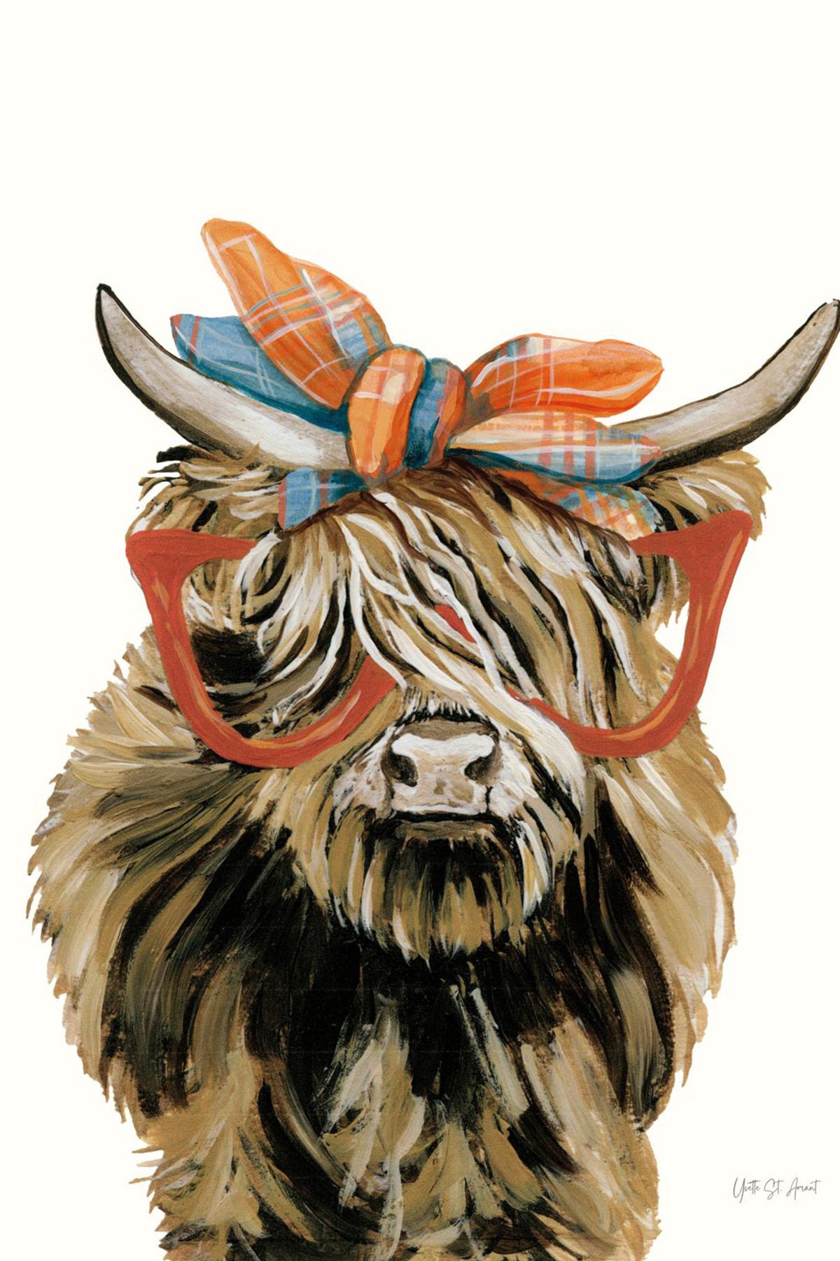 Preppy Fall Highland Cow|Canvas Wall Art Print,Poster Print