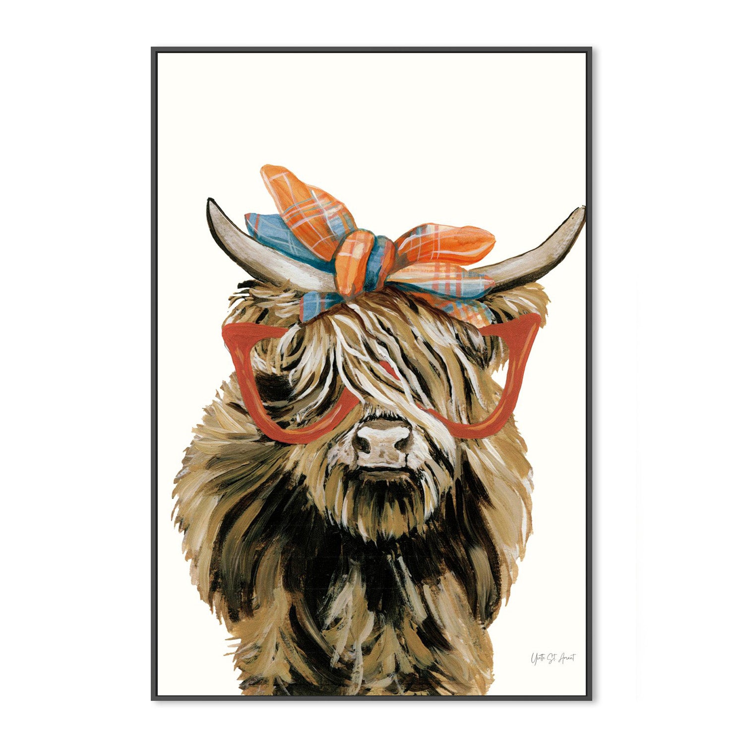 wall-art-print-canvas-poster-framed-Preppy Fall Highland Cow-3