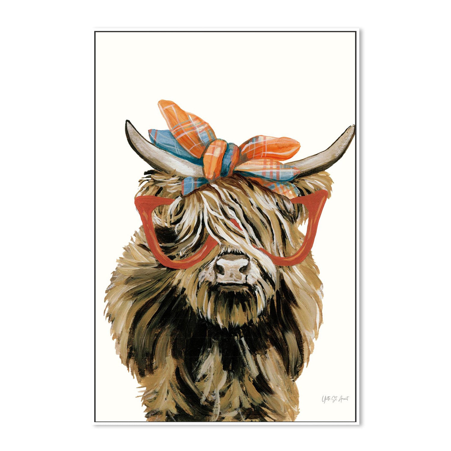 wall-art-print-canvas-poster-framed-Preppy Fall Highland Cow-5