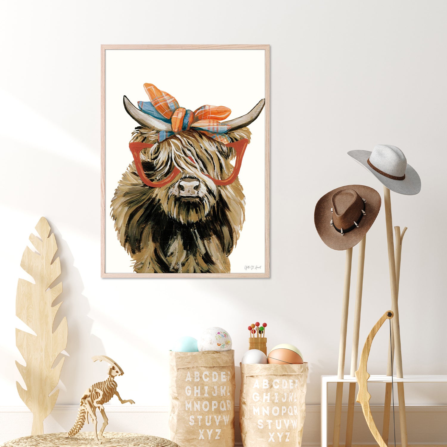 wall-art-print-canvas-poster-framed-Preppy Fall Highland Cow-8