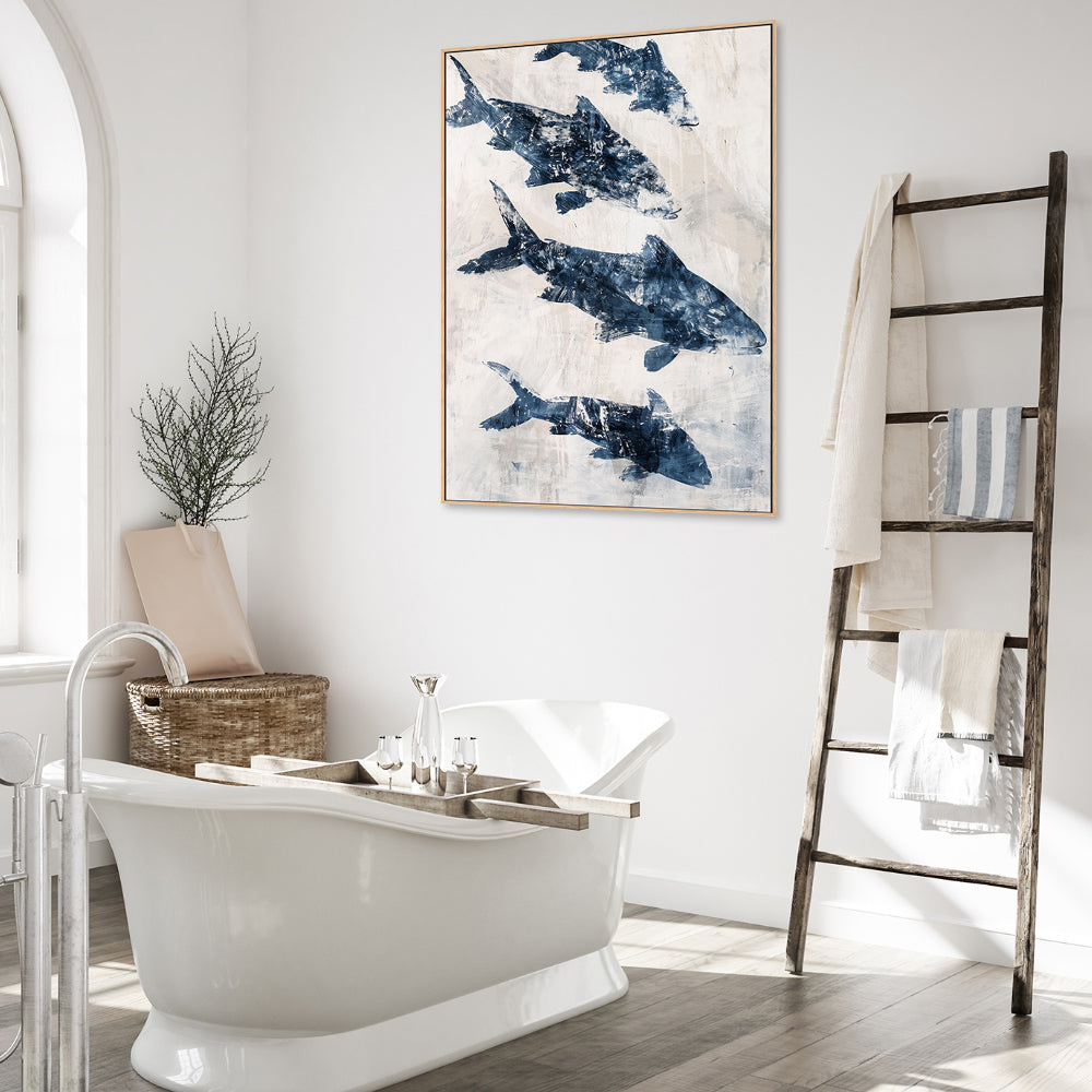 wall-art-print-canvas-poster-framed-Primative Navy Fish , Style C, By Nina Blue-2