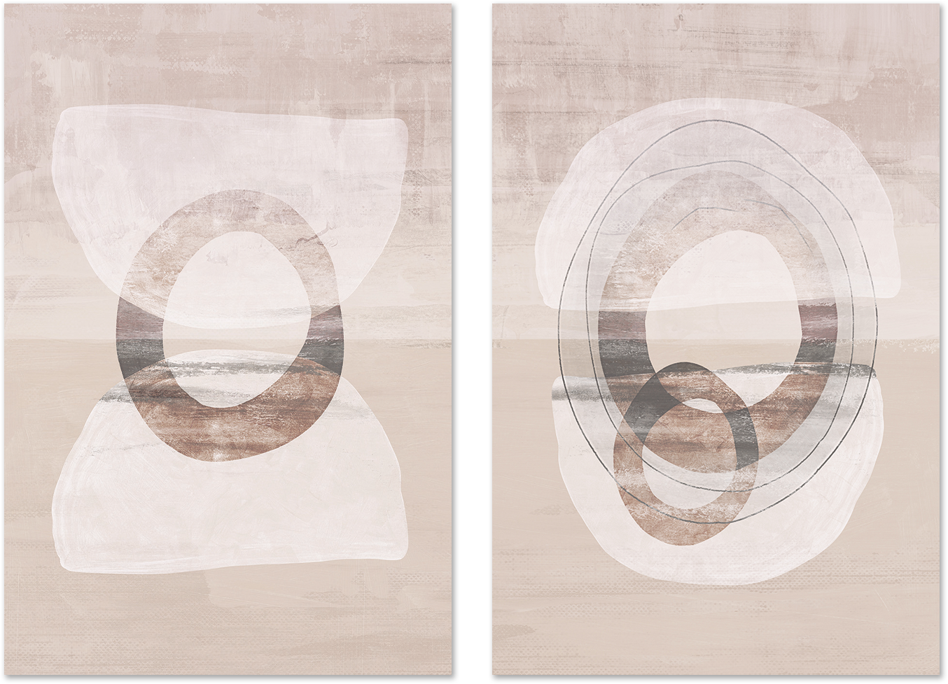 wall-art-print-canvas-poster-framed-Primitive Abstract, Style E & F, Set of 2 , By Nina Blue-1