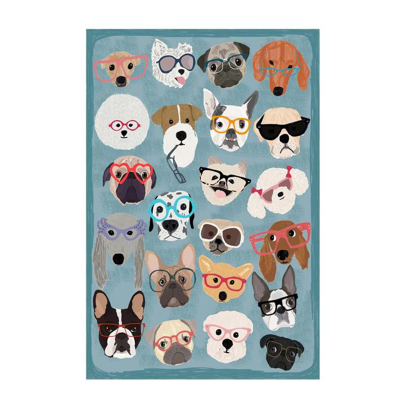 wall-art-print-canvas-poster-framed-Puzzle Dogs In Glasses, By Hanna Melin-GIOIA-WALL-ART