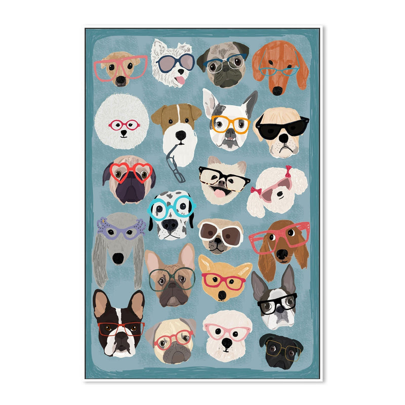 wall-art-print-canvas-poster-framed-Puzzle Dogs In Glasses, By Hanna Melin-GIOIA-WALL-ART