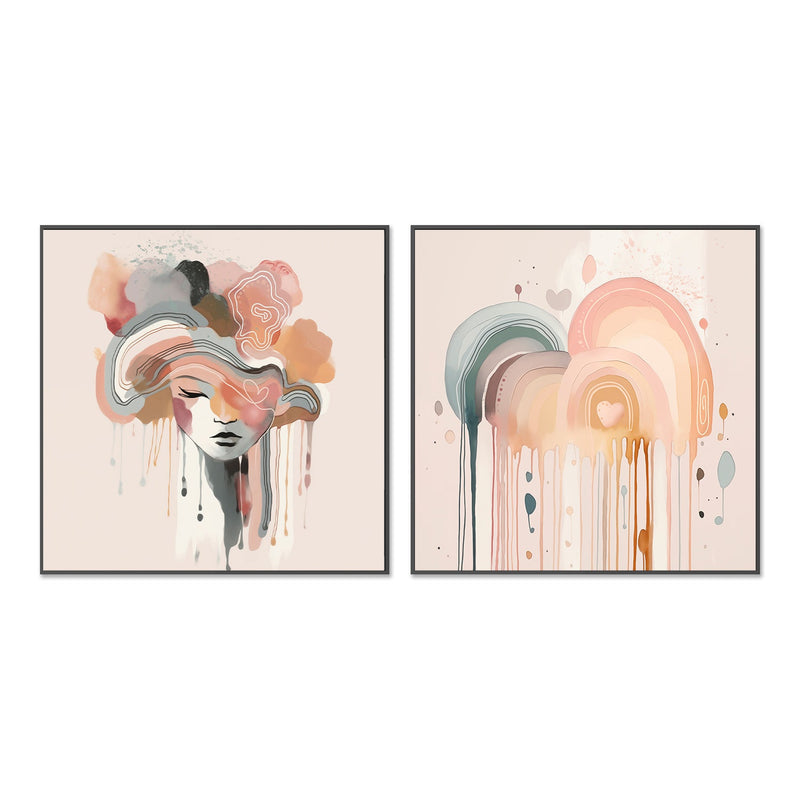 wall-art-print-canvas-poster-framed-Rainbow Drizzle, Style A & B, Set Of 2 , By Bella Eve-3