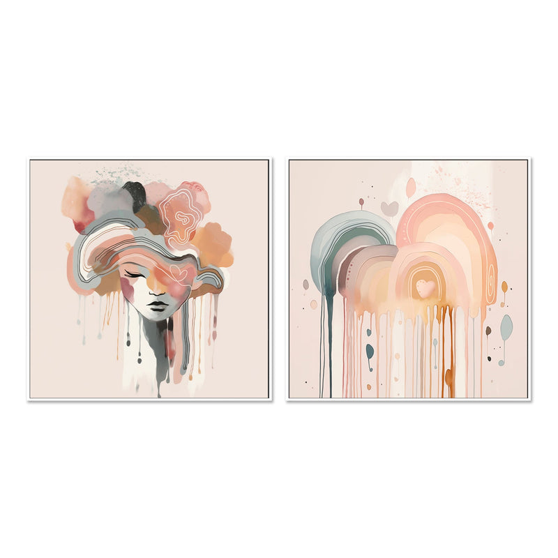wall-art-print-canvas-poster-framed-Rainbow Drizzle, Style A & B, Set Of 2 , By Bella Eve-5