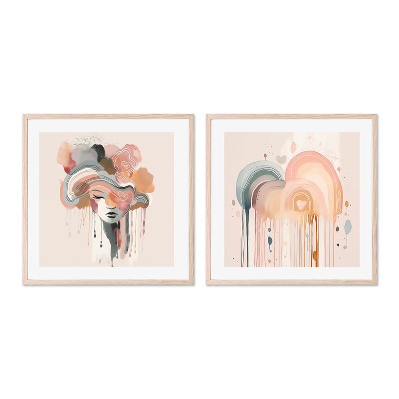 wall-art-print-canvas-poster-framed-Rainbow Drizzle, Style A & B, Set Of 2 , By Bella Eve-6