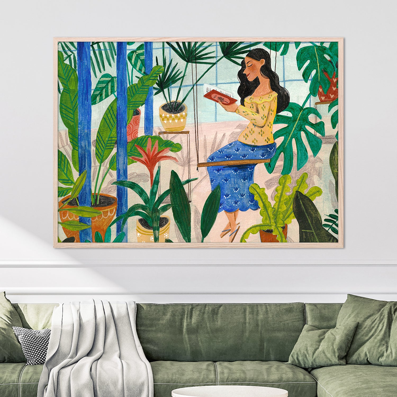 wall-art-print-canvas-poster-framed-Reading in the Tropical Greenhouse-2