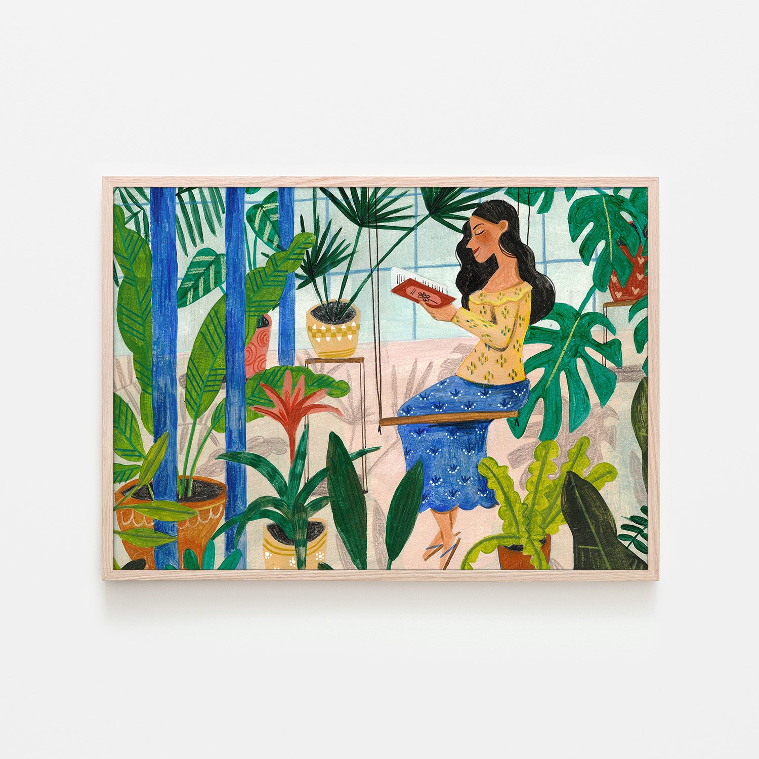 wall-art-print-canvas-poster-framed-Reading in the Tropical Greenhouse-6