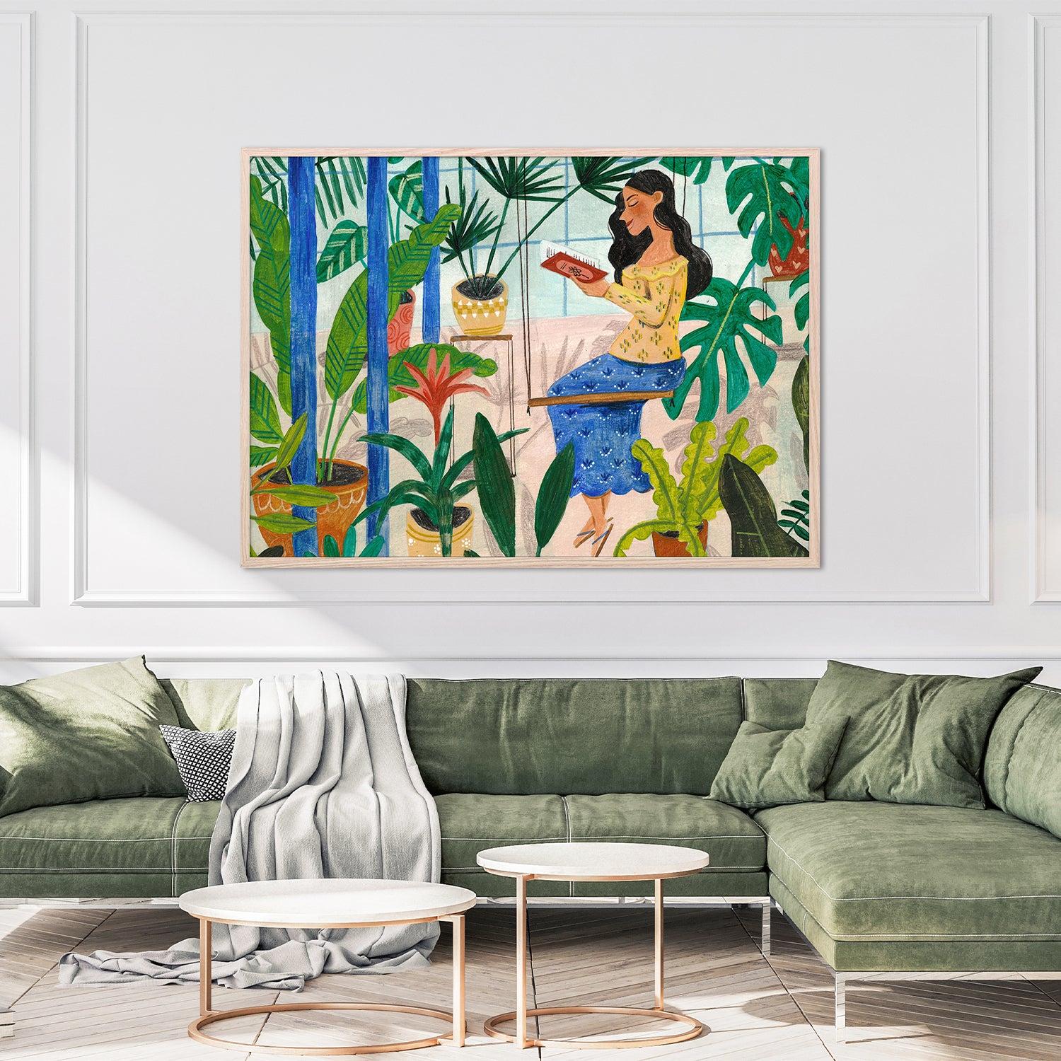wall-art-print-canvas-poster-framed-Reading in the Tropical Greenhouse-9