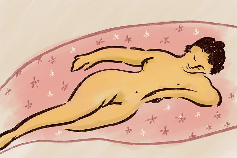 wall-art-print-canvas-poster-framed-Reclining nude with blanket-1