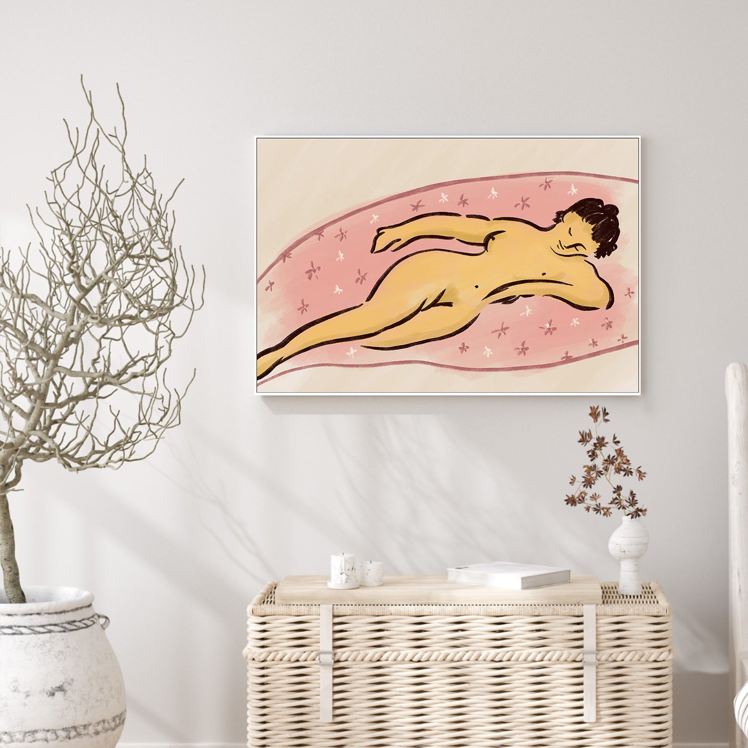 wall-art-print-canvas-poster-framed-Reclining nude with blanket-2